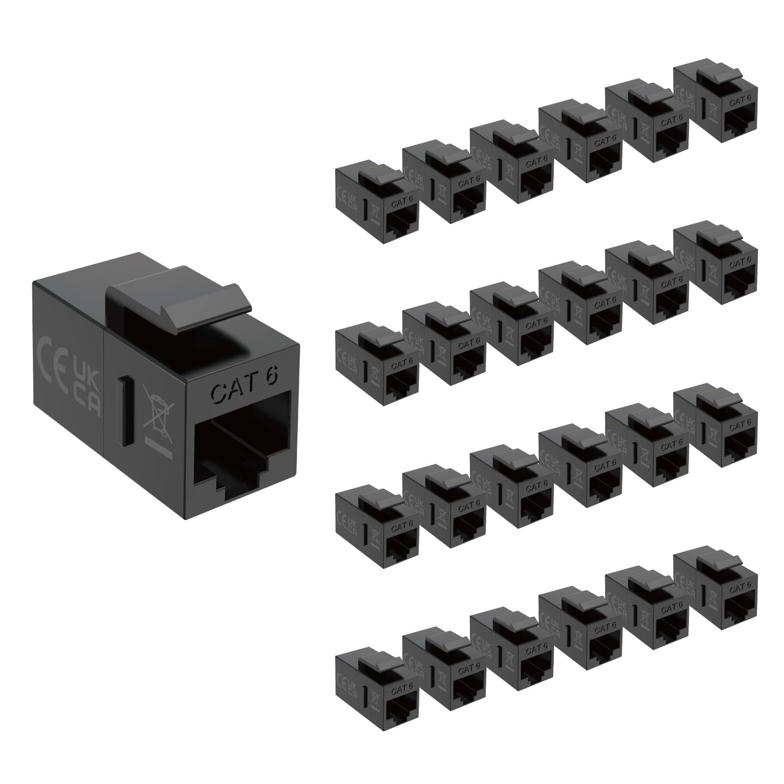 Tecmojo Keystone Coupler Cat6 UTP (Cat6 Black 25pack)