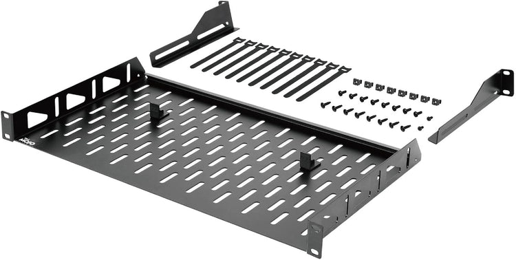 Tecmojo 1U Rack Shelf,19 inch Rack Shelf 8 inch Depth, Rack Mount Shelf, Server Rack Shelf and Network shelf with Anti-Slip Stops, 55lbs(25KG) Capacity of Vented 1U Shelf,No Lip(2 Pack)
