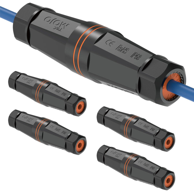 Tecmojo 5 Pack Blank Waterproof Connector, IP68 132mm Length Empty Waterproof Coupler Outdoor Cable Extender for Outdoor Ethernet LAN Cable