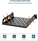 Tecmojo 1U Rack Shelf, 10 inch Universal Rack Mount Shelf 8 inch Depth Vented Cantilever Tray for 10 inch Server & Network Cabinets, Weight Capacity 10 kg / 22lbs, Black (2 Pack)
