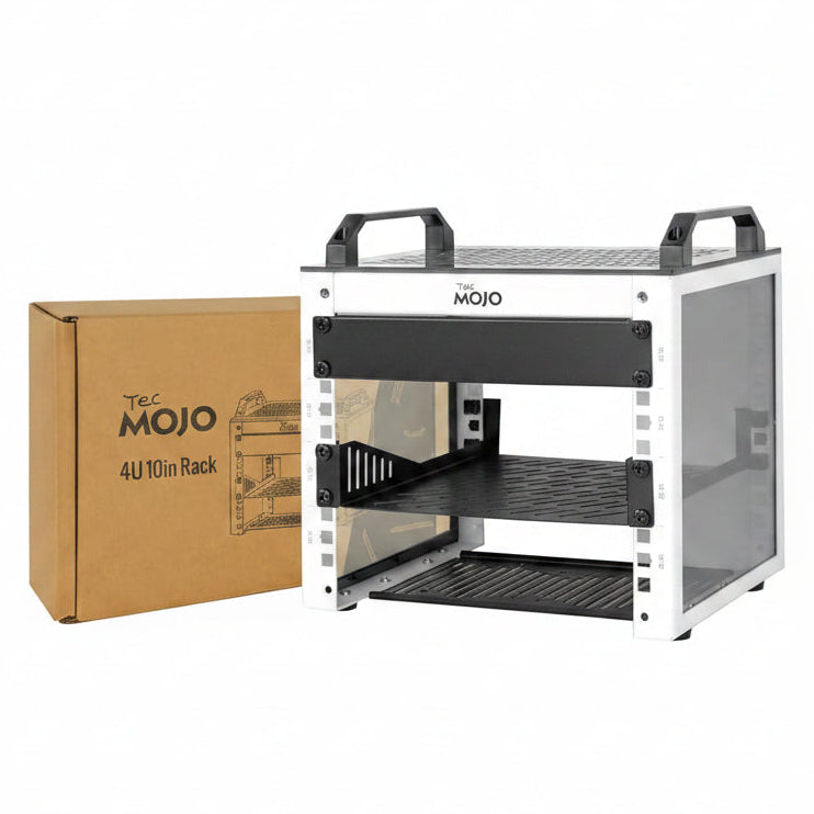 Tecmojo 4U Server Rack, 10 inch Wide 200mm Deep Desktop Rack with Shelf, Micro HDMl to HDMI Adapter Board, Blank Panel for 10 inch Servers, Network, Audio, and Video Equipment