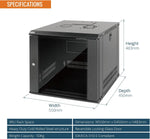 Tecmojo 9RU Wall Mount Network Cabinet, Data Server Rack Enclosure with Lockable Mesh Door and Side Panels, 50 kg /110 lbs Max Loading, 450 mm Deep, for 19 inches IT Equipment, Black