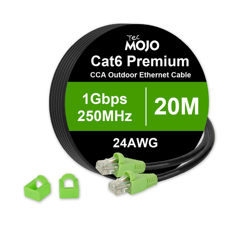 Tecmojo CAT6 UTP CCA 24AWG PVC+PE Outdoor Ethernet Cable, 15M | Weather Resistant Network Cable for Outdoor LAN and CCTV Installation