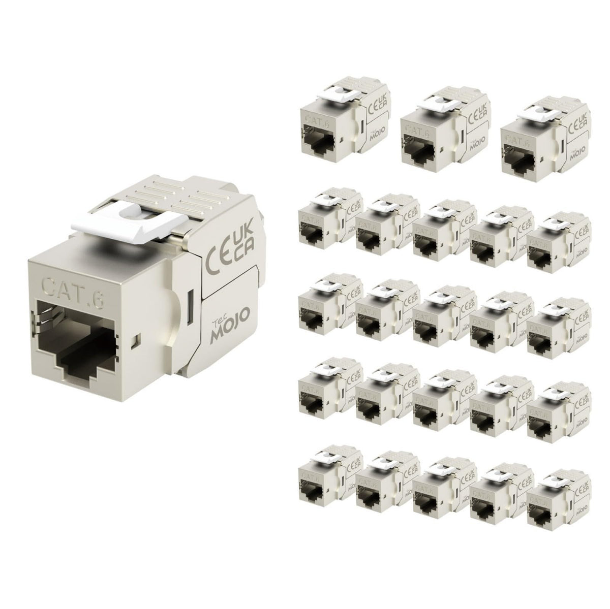 Tecmojo CAT6 Shielded keystone jack Gigabit (12, Silver, CAT6)