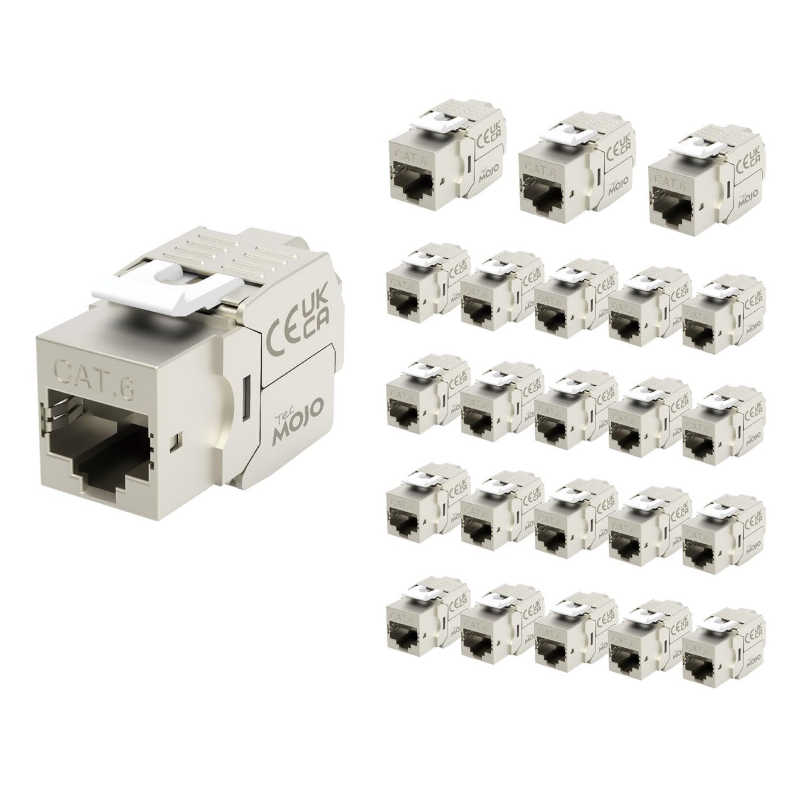 Tecmojo CAT6 Shielded keystone jack Gigabit (12, Silver, CAT6)