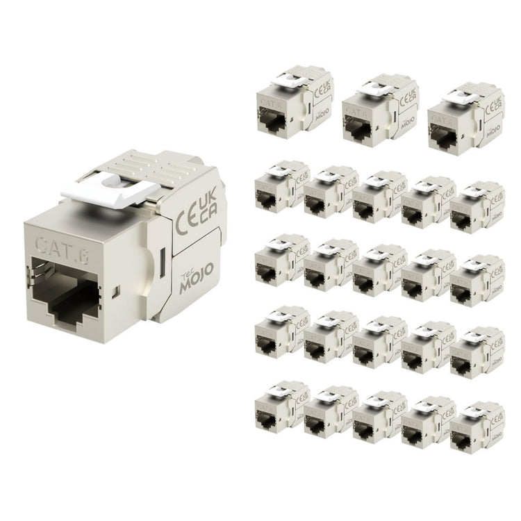Tecmojo CAT6 Shielded keystone jack Gigabit (12, Silver, CAT6)