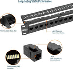 Tecmojo Cat6 19'' Network Patch Panel for Network Switch, 19inch Server Racks and Network Cabinets, Gigabit Support, Rack Mount, With Cable Management (Cat6 Coupler Patch Panel)