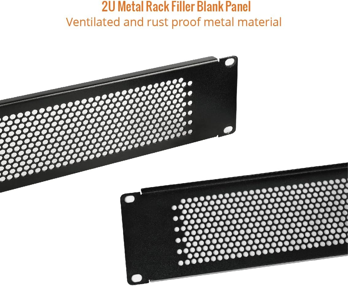 Tecmojo 2U Blank Panel,Rack Mount Plate for 19inch Server Rack,Network Rack,Enclosures and Cabinets,Vented,Black(2 Pack)