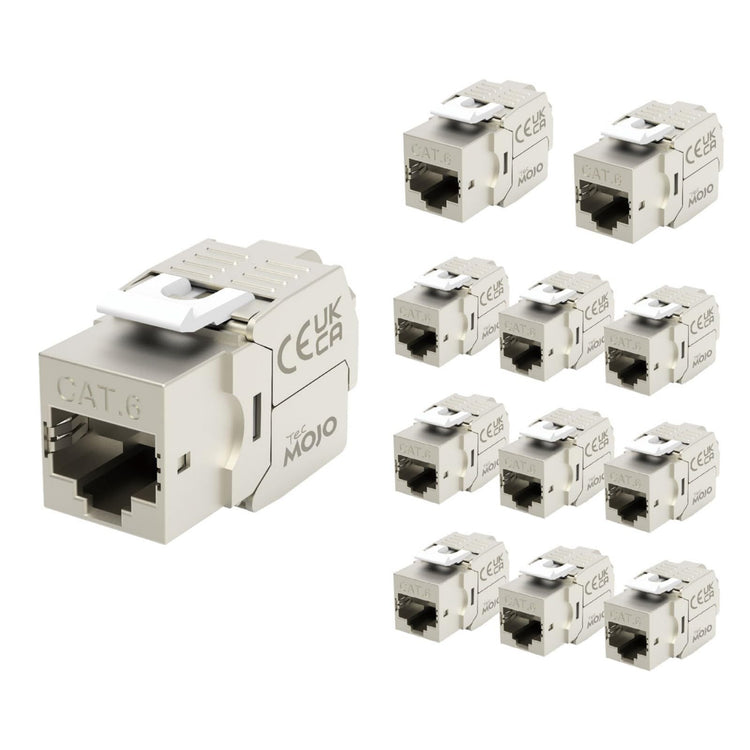 Tecmojo CAT6 Shielded keystone jack Gigabit (12, Silver, CAT6)