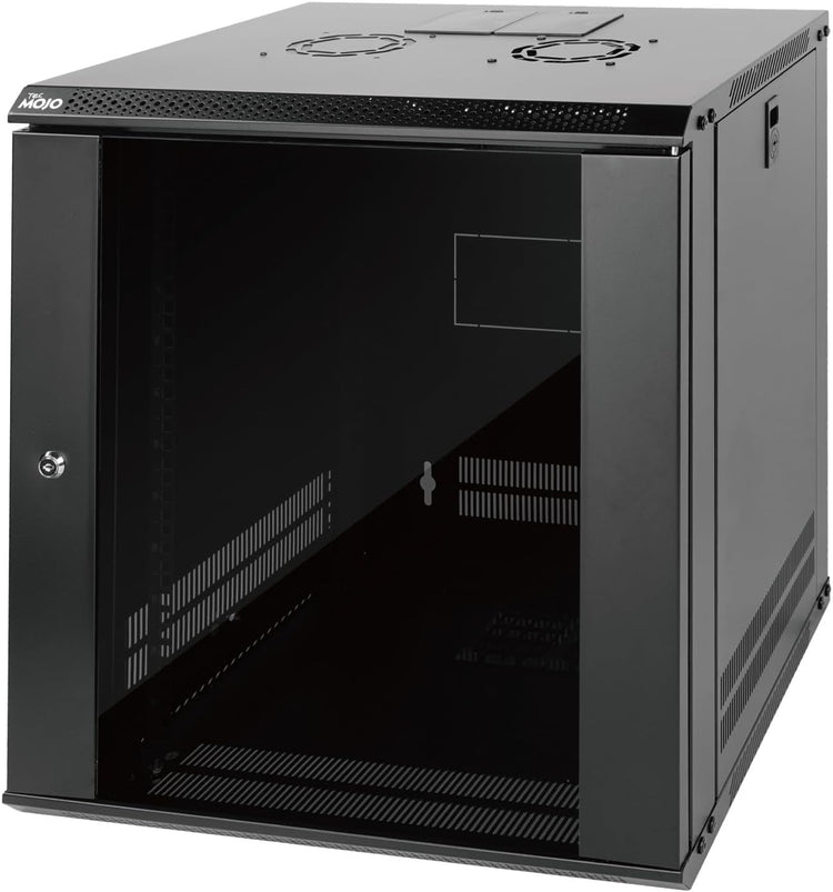 Tecmojo 9RU Wall Mount Network Cabinet, Data Server Rack Enclosure with Lockable Mesh Door and Side Panels, 50 kg /110 lbs Max Loading, 450 mm Deep, for 19 inches IT Equipment, Black