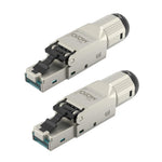 Tecmojo CAT6A Shielded RJ45 connector, Tooless Field Plug 10 Gigabit, 2 Pack