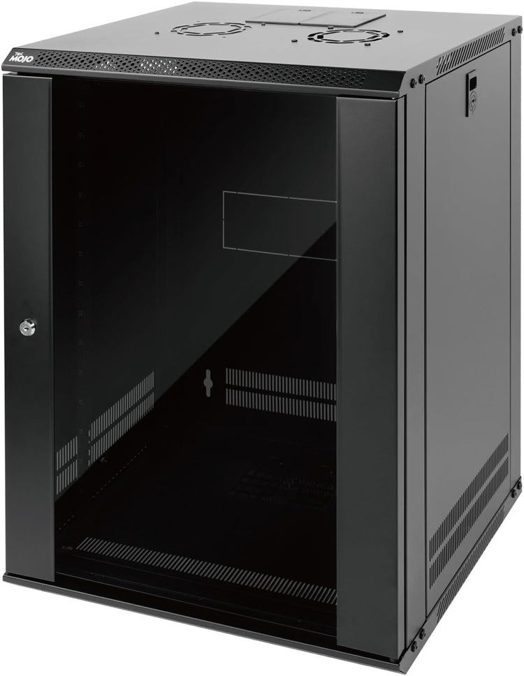 Tecmojo 9RU Wall Mount Network Cabinet, Data Server Rack Enclosure with Lockable Mesh Door and Side Panels, 50 kg /110 lbs Max Loading, 450 mm Deep, for 19 inches IT Equipment, Black