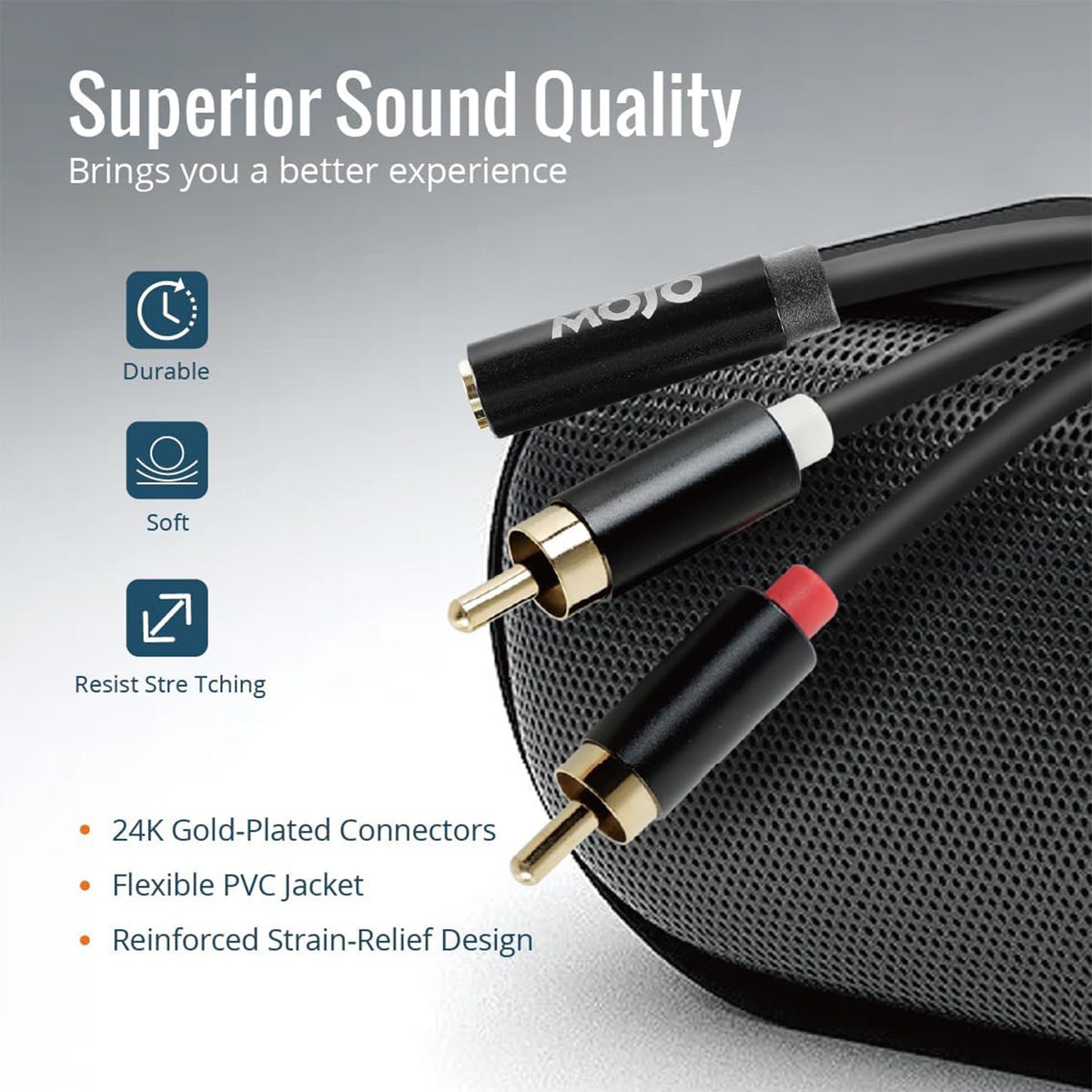 Tecmojo 2 Pack Audio Y Cable 3.5mm Female to 2 RCA Splitter Male Audio Y Cable, Gold Plated Adapter for TV, Smartphones, Reco