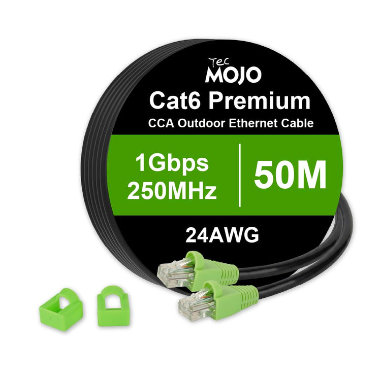 Tecmojo CAT6 UTP CCA 24AWG PVC+PE Outdoor Ethernet Cable, 15M | Weather Resistant Network Cable for Outdoor LAN and CCTV Installation