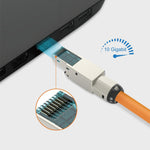 Tecmojo CAT6A Shielded RJ45 connector, Tooless Field Plug 10 Gigabit, 2 Pack