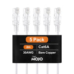 Tecmojo Cat6A Ethernet Cable, 1m Patch Cable 6 Pack 30AWG Ultra Thin 10 Gbps RJ45 Pure Copper Core LSZH Network Patch Cord for Router Modem Patch Panel Faster Than Cat6 Cat5e and Cat5, Black
