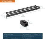 Tecmojo Cat6 19'' Network Patch Panel for Network Switch, 19inch Server Racks and Network Cabinets, Gigabit Support, Rack Mount, With Cable Management (Cat6 Coupler Patch Panel)