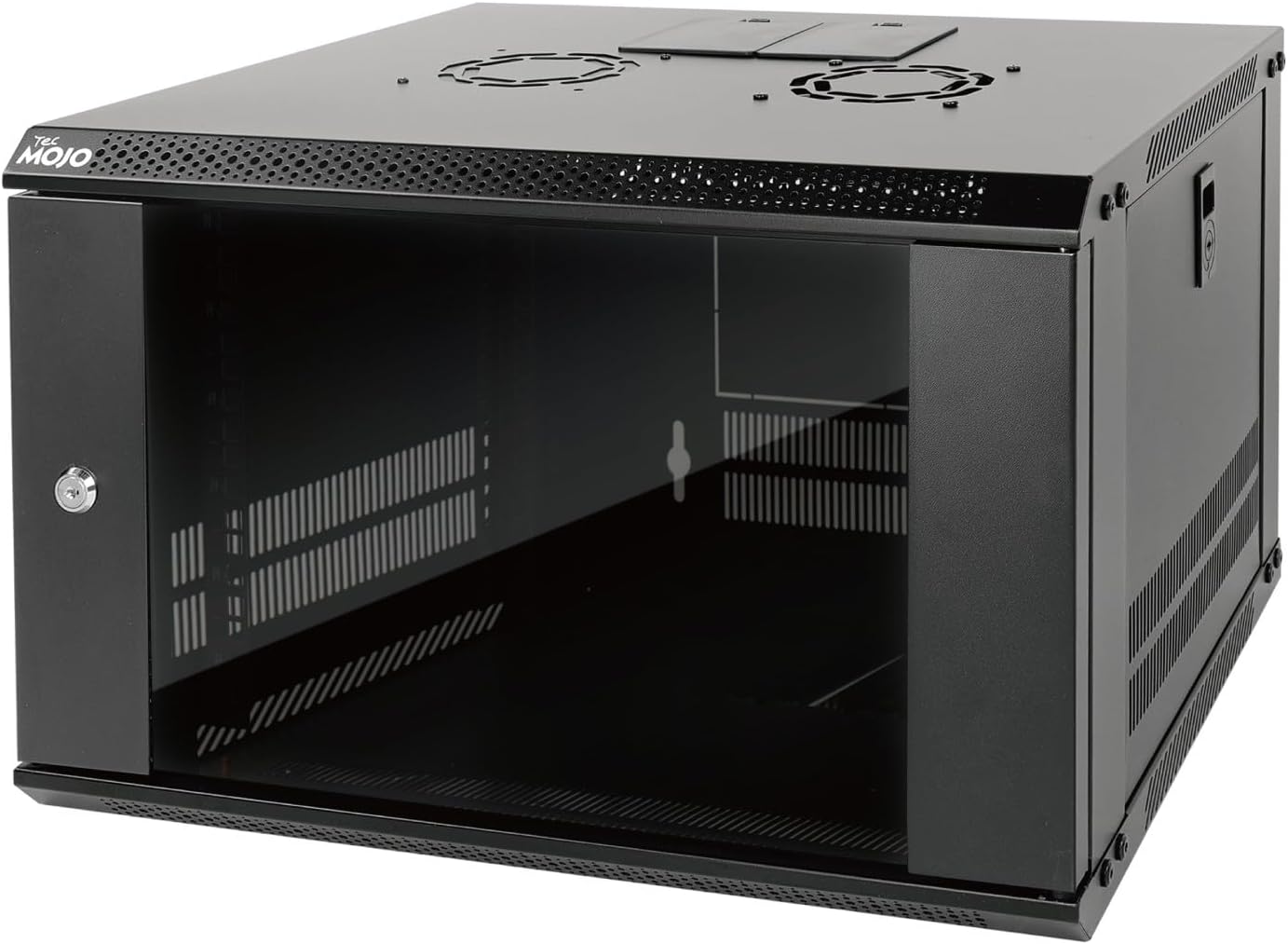 Tecmojo 9RU Wall Mount Network Cabinet, Data Server Rack Enclosure with Lockable Mesh Door and Side Panels, 50 kg /110 lbs Max Loading, 450 mm Deep, for 19 inches IT Equipment, Black
