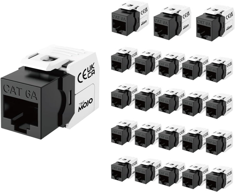 Tecmojo CAT6A Unshielded keystone jack 10Gigabit (12, Black)