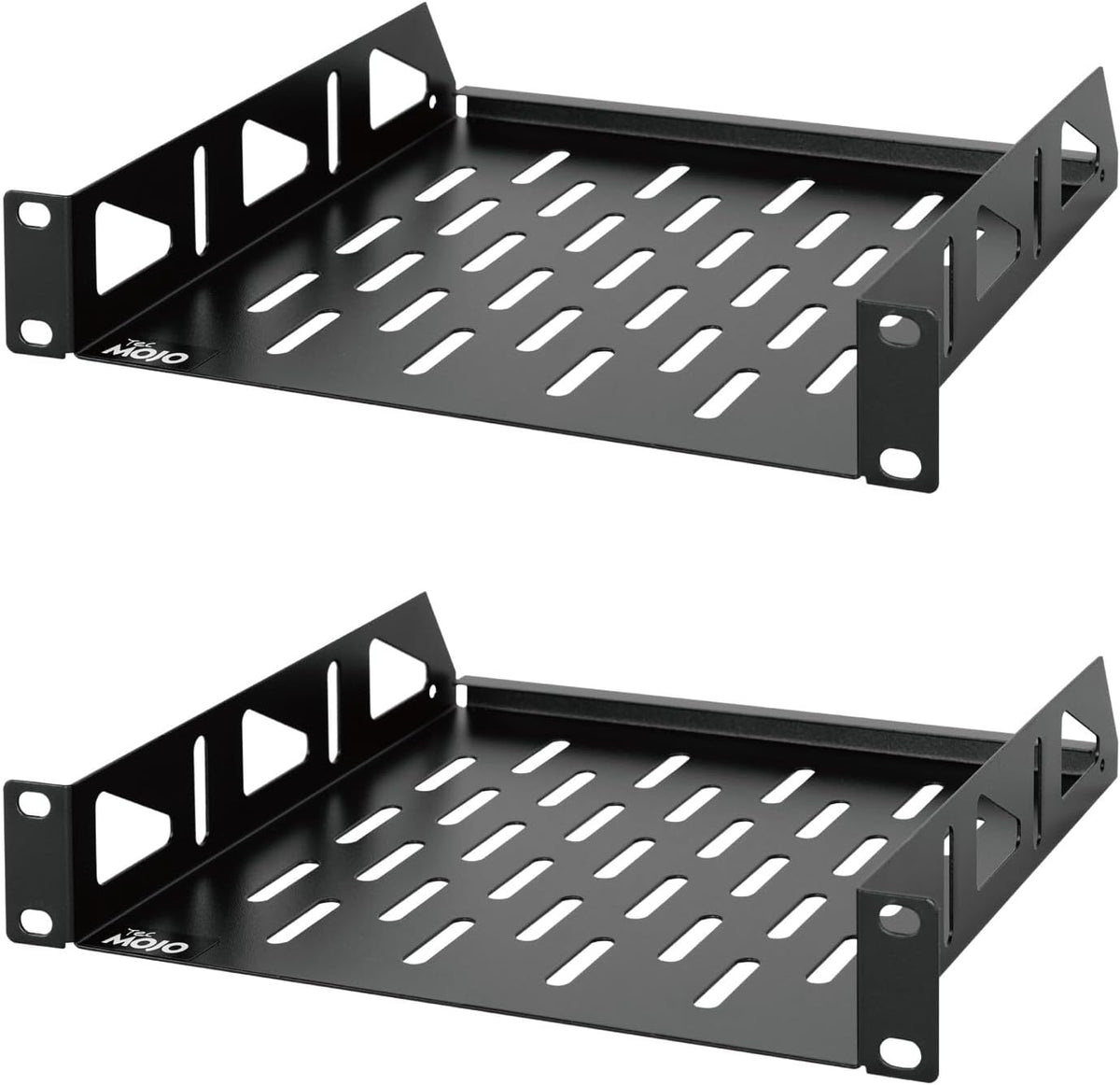 Tecmojo 1U Rack Shelf, 10 inch Universal Rack Mount Shelf 8 inch Depth Vented Cantilever Tray for 10 inch Server & Network Cabinets, Weight Capacity 10 kg / 22lbs, Black (2 Pack)