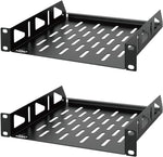 Tecmojo 1U Rack Shelf, 10 inch Universal Rack Mount Shelf 8 inch Depth Vented Cantilever Tray for 10 inch Server & Network Cabinets, Weight Capacity 10 kg / 22lbs, Black (2 Pack)