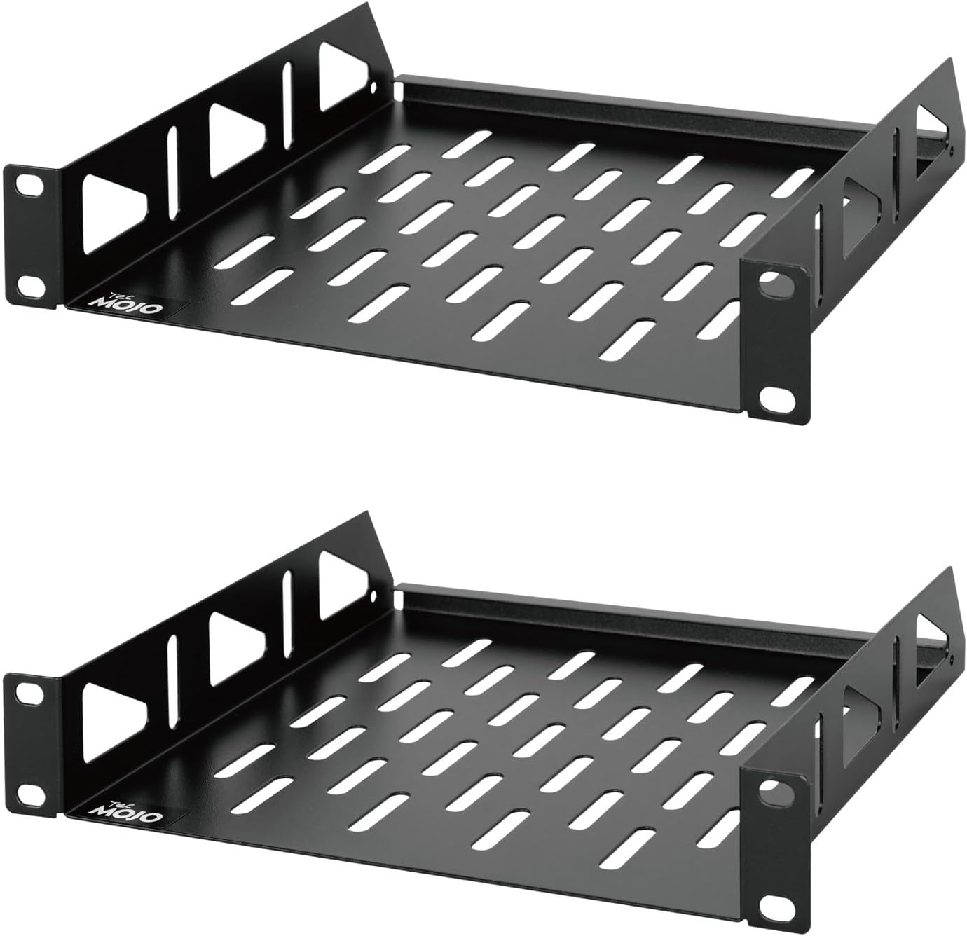 Tecmojo 1U Rack Shelf, 10 inch Universal Rack Mount Shelf 8 inch Depth Vented Cantilever Tray for 10 inch Server & Network Cabinets, Weight Capacity 10 kg / 22lbs, Black (2 Pack)