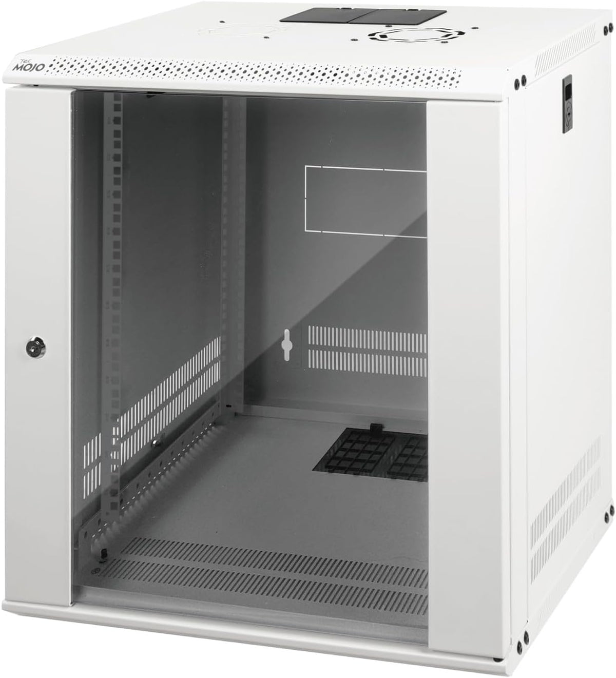 Tecmojo 9RU Wall Mount Network Cabinet, Data Server Rack Enclosure with Lockable Mesh Door and Side Panels, 50 kg /110 lbs Max Loading, 450 mm Deep, for 19 inches IT Equipment, Black