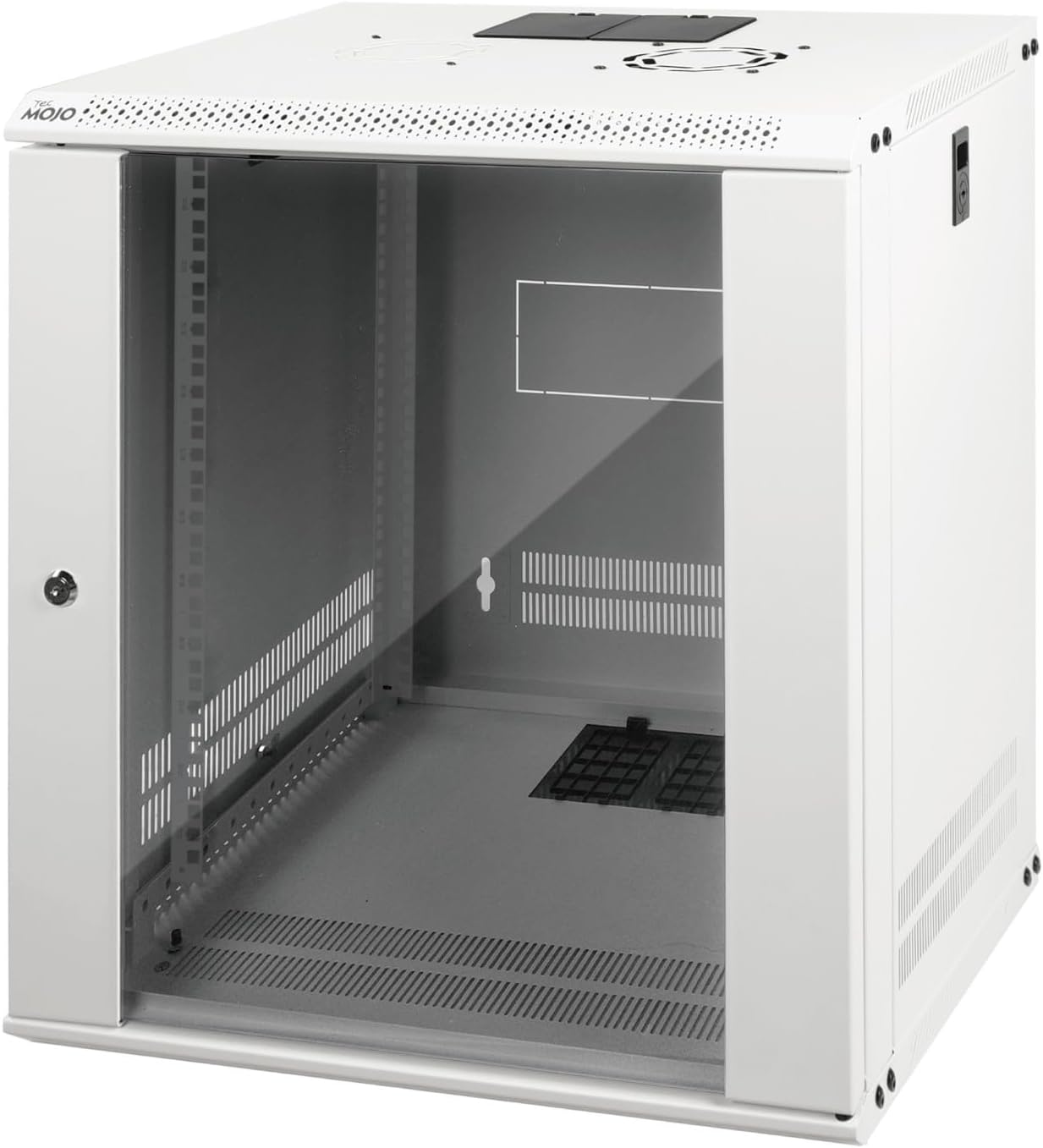 Tecmojo 9RU Wall Mount Network Cabinet, Data Server Rack Enclosure with Lockable Mesh Door and Side Panels, 50 kg /110 lbs Max Loading, 450 mm Deep, for 19 inches IT Equipment, Black
