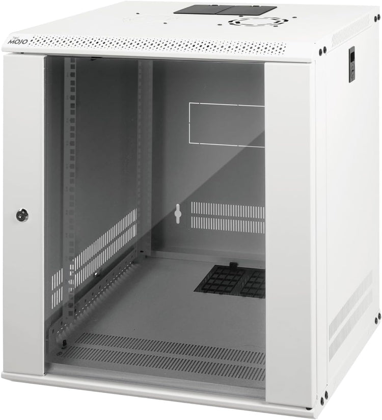 Tecmojo 9RU Wall Mount Network Cabinet, Data Server Rack Enclosure with Lockable Mesh Door and Side Panels, 50 kg /110 lbs Max Loading, 450 mm Deep, for 19 inches IT Equipment, Black