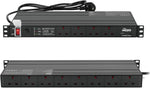 Tecmojo 6 Way 19'' Rack Mount PDU 13A Switched Power distribution Unit, Wall Mountable, Surge Protection, Aluminum Alloy With UK Plug, 2M Cable