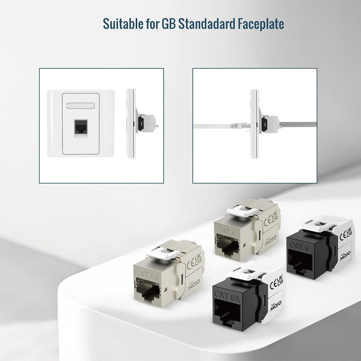 Tecmojo CAT6A Unshielded keystone jack 10Gigabit (12, Black)