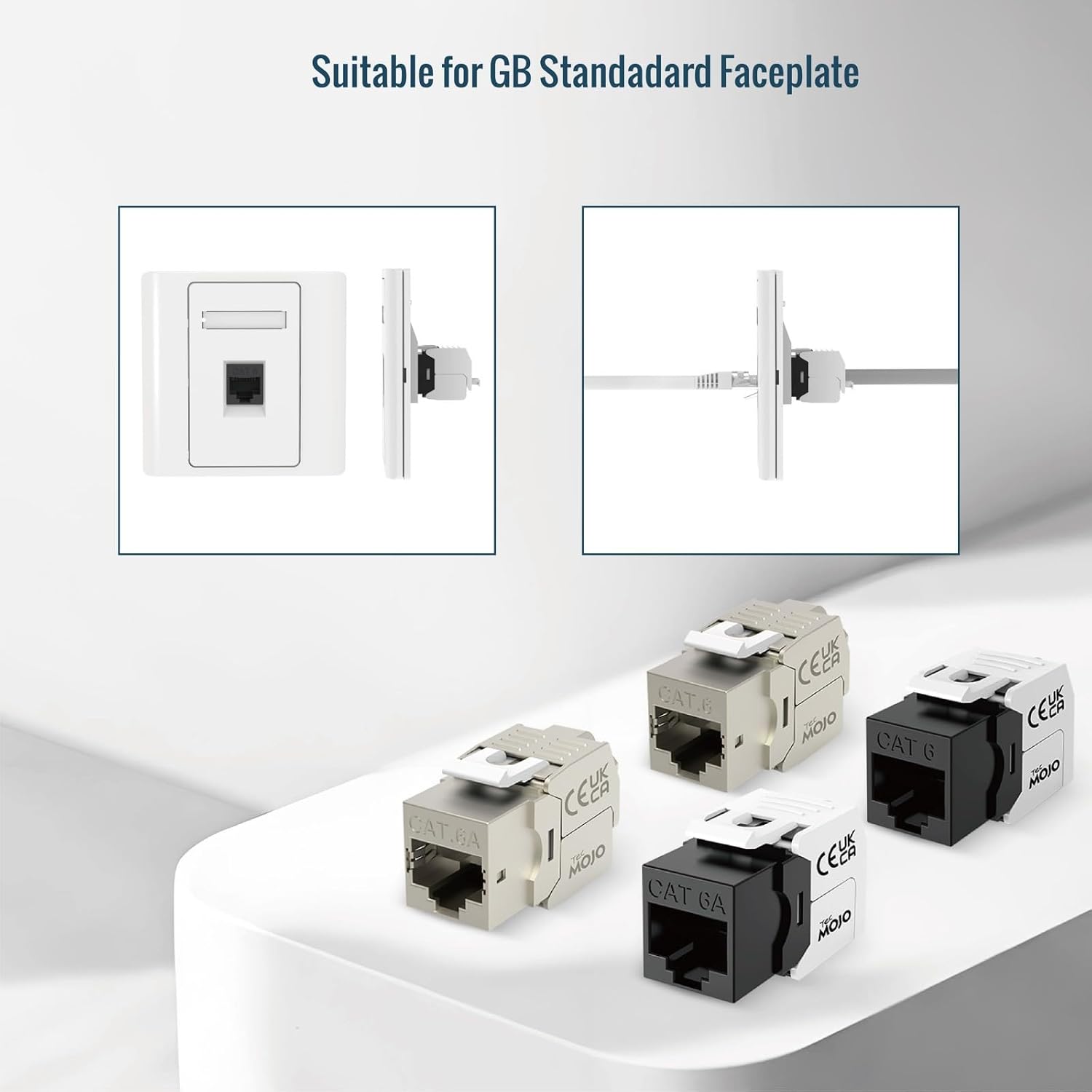 Tecmojo CAT6A Unshielded keystone jack 10Gigabit (12, Black)