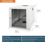 Tecmojo 9RU Wall Mount Network Cabinet, Data Server Rack Enclosure with Lockable Mesh Door and Side Panels, 50 kg /110 lbs Max Loading, 450 mm Deep, for 19 inches IT Equipment, Black