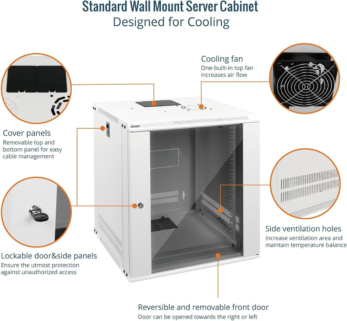 Tecmojo 9RU Wall Mount Network Cabinet, Data Server Rack Enclosure with Lockable Mesh Door and Side Panels, 50 kg /110 lbs Max Loading, 450 mm Deep, for 19 inches IT Equipment, Black