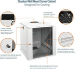 Tecmojo 9RU Wall Mount Network Cabinet, Data Server Rack Enclosure with Lockable Mesh Door and Side Panels, 50 kg /110 lbs Max Loading, 450 mm Deep, for 19 inches IT Equipment, Black