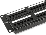 Tecmojo Cat6 48 Port Patch Panel, 19'' Network Patch Panel for Network Switch, 19inch Server Racks and Network Cabinets, 10G Support, Rack Mount, With Cable Management
