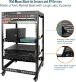 Tecmojo 12U Open Frame Network Rack, 19" Compatible, Floor Standing and Wall Mountable, with 2x 1U Server Shelf & Mounting Hardware, AV & IT Equipment Rack for for Office/Home