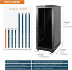 Tecmojo 27U 600 * 600mm 4 Post Free Standing Network Cabinet Data Server Rack, Lockable Glass Door, with Cantilevel Shelf Casters and feets, Disassembled Flat package