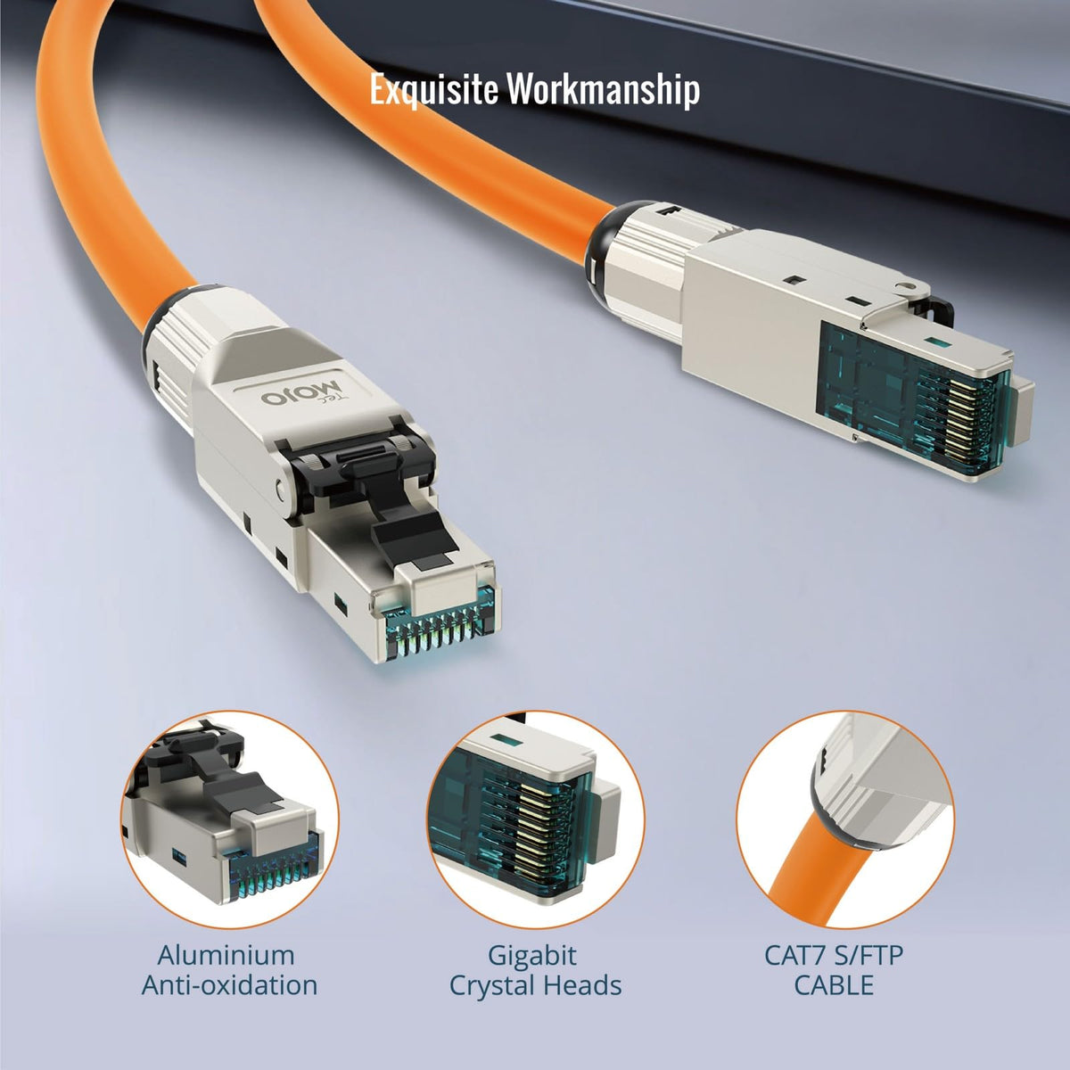 Tecmojo CAT8 S/FTP 20M, 40Gigabit LAN Ethernet Network Bulk Cable Pure Copper Conductor 22AWG with 40% Copper Braiding Shielding LSZH Dca, Yellow, with Cable Tool, RJ45 Connectors & Keystone Jacks