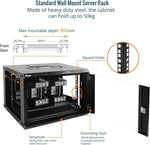 Tecmojo 9RU Wall Mount Network Cabinet, Data Server Rack Enclosure with Lockable Mesh Door and Side Panels, 50 kg /110 lbs Max Loading, 450 mm Deep, for 19 inches IT Equipment, Black