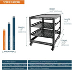 Tecmojo 12U Open Frame Network Rack, 19" Compatible, Floor Standing and Wall Mountable, with 2x 1U Server Shelf & Mounting Hardware, AV & IT Equipment Rack for for Office/Home