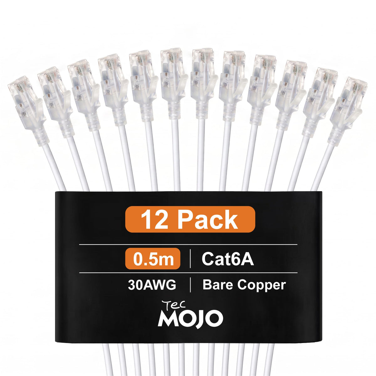 Tecmojo Cat6A Ethernet Cable, 1m Patch Cable 6 Pack 30AWG Ultra Thin 10 Gbps RJ45 Pure Copper Core LSZH Network Patch Cord for Router Modem Patch Panel Faster Than Cat6 Cat5e and Cat5, Black