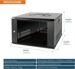 Tecmojo 9RU Wall Mount Network Cabinet, Data Server Rack Enclosure with Lockable Mesh Door and Side Panels, 50 kg /110 lbs Max Loading, 450 mm Deep, for 19 inches IT Equipment, Black