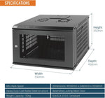 Tecmojo 9RU Wall Mount Network Cabinet, Data Server Rack Enclosure with Lockable Mesh Door and Side Panels, 50 kg /110 lbs Max Loading, 450 mm Deep, for 19 inches IT Equipment, Black
