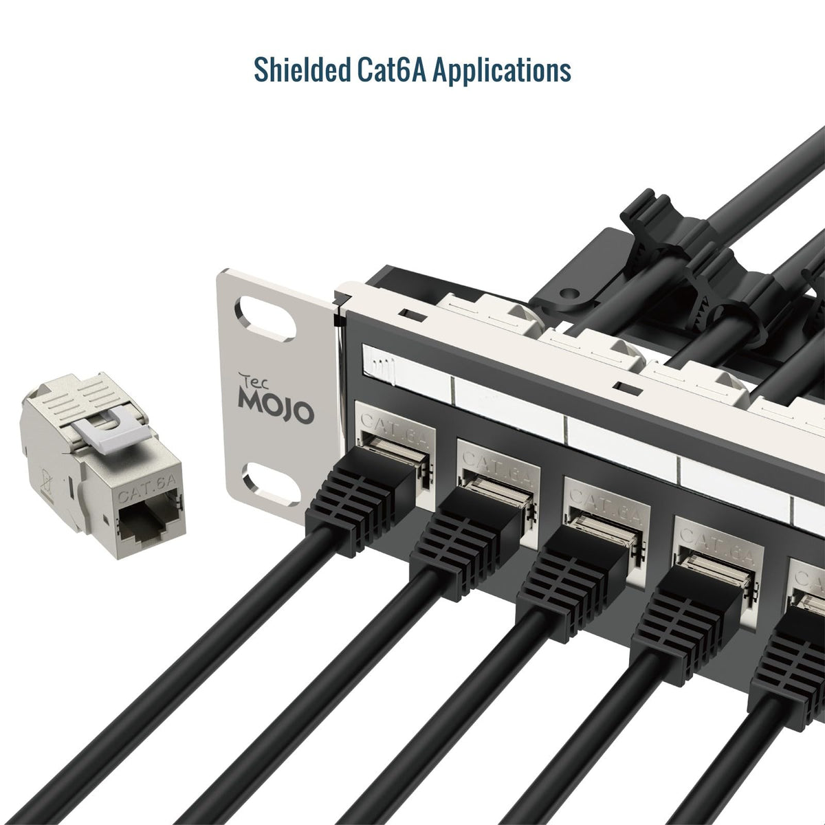 Tecmojo CAT6A Shielded keystone jack 10Gigabit (12, Silver, CAT6A)