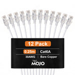 Tecmojo Cat6A Ethernet Cable, 1m Patch Cable 6 Pack 30AWG Ultra Thin 10 Gbps RJ45 Pure Copper Core LSZH Network Patch Cord for Router Modem Patch Panel Faster Than Cat6 Cat5e and Cat5, Black