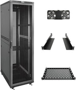 Tecmojo 27U 600 * 600mm 4 Post Free Standing Network Cabinet Data Server Rack, Lockable Glass Door, with Cantilevel Shelf Casters and feets, Disassembled Flat package