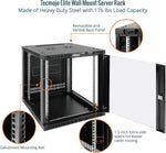 Tecmojo 12U 600mm Depth Wall Mount Server Cabinet, IT Network Rack Enclosure Lockable Door and Side Panels Black, Glass Door, for 19” IT Equipment, A/V Devices