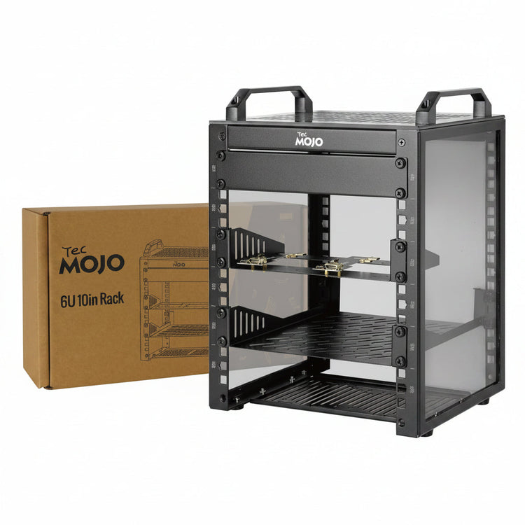 Tecmojo 6U Server Rack, 10 inch Wide 200mm Deep Desktop Rack with Shelf, Micro HDMl to HDMI Adapter Board, 60 kg /132 lbs Max Loading, Blank Panel for 10 inch Servers, Network Equipment, Black