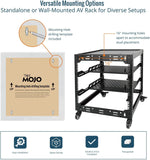 Tecmojo 12U Open Frame Network Rack, 19" Compatible, Floor Standing and Wall Mountable, with 2x 1U Server Shelf & Mounting Hardware, AV & IT Equipment Rack for for Office/Home